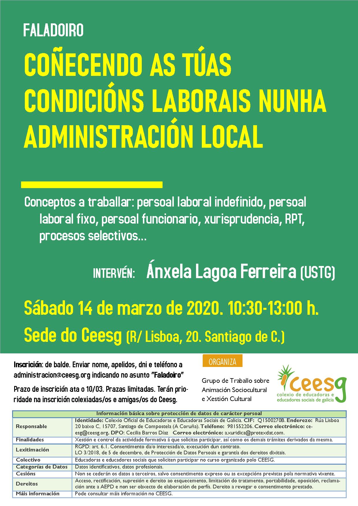 Faladoiro sobre condicións laborais na administración local (aprazada)
