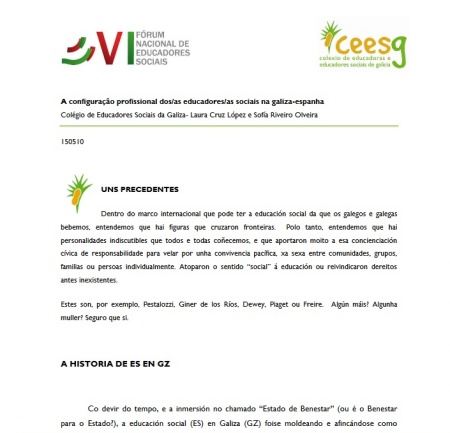 Relatorio: A configuraçâo profissional dos/as educadores/as sociais na galiza-espanha